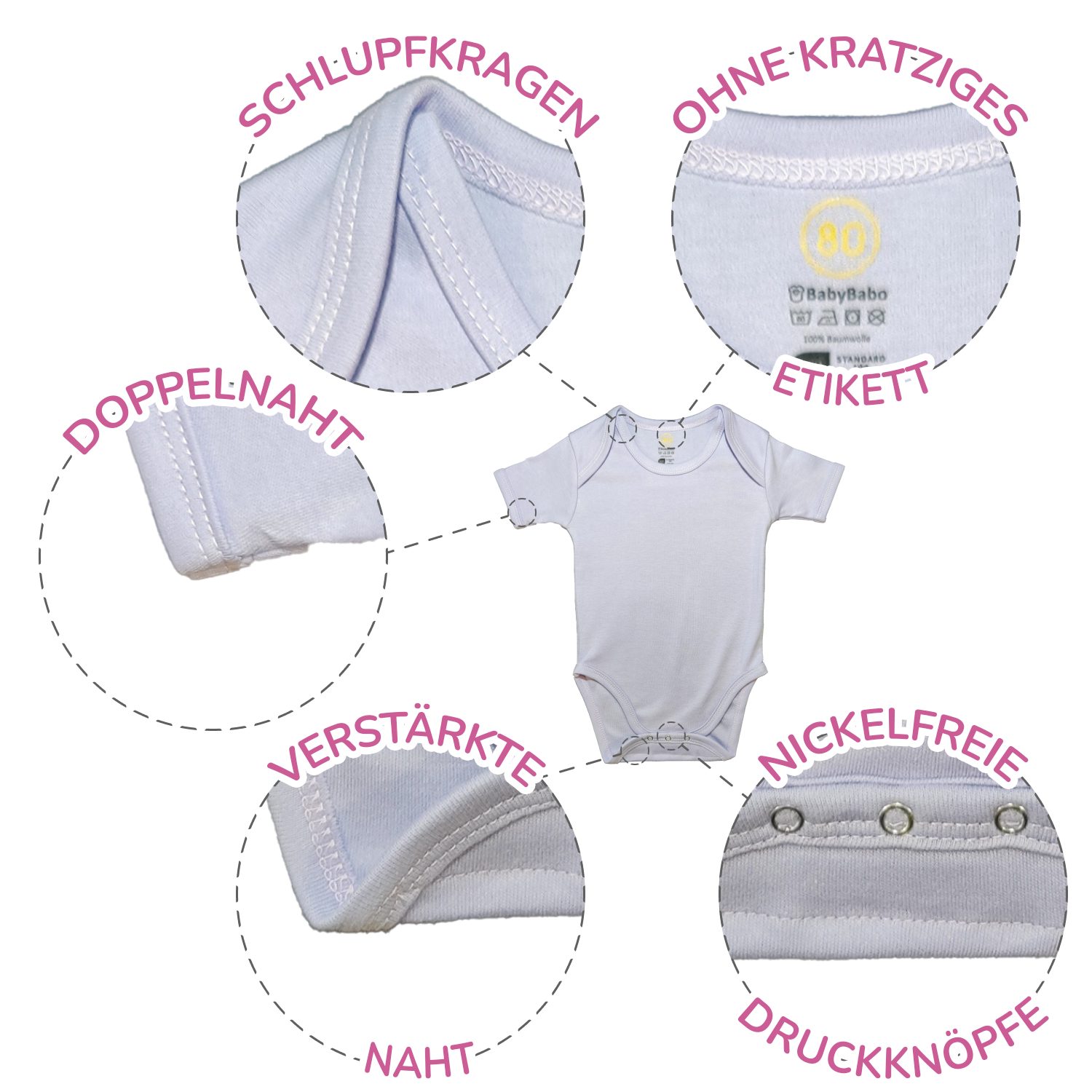 BabyBabo Premium Kurzarmbody Premium Bodys Kurzärmelig (Komfort-Packung, 4-tlg., 4er-Pack) OEKO-TEX zertifiziert