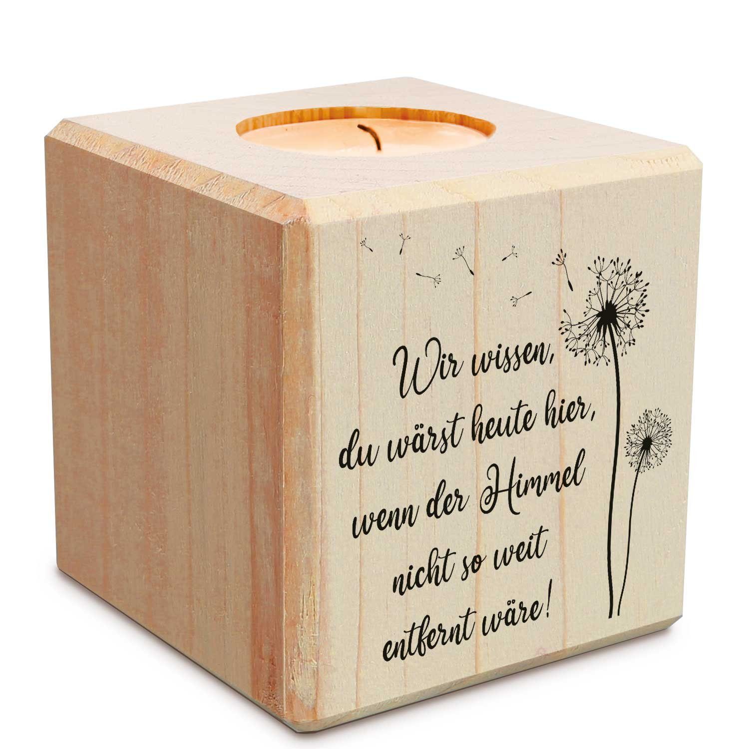 Teelichthalter mit Gravur aus Holz - Grabschmuck - Trauergeschenk - Trauerlicht