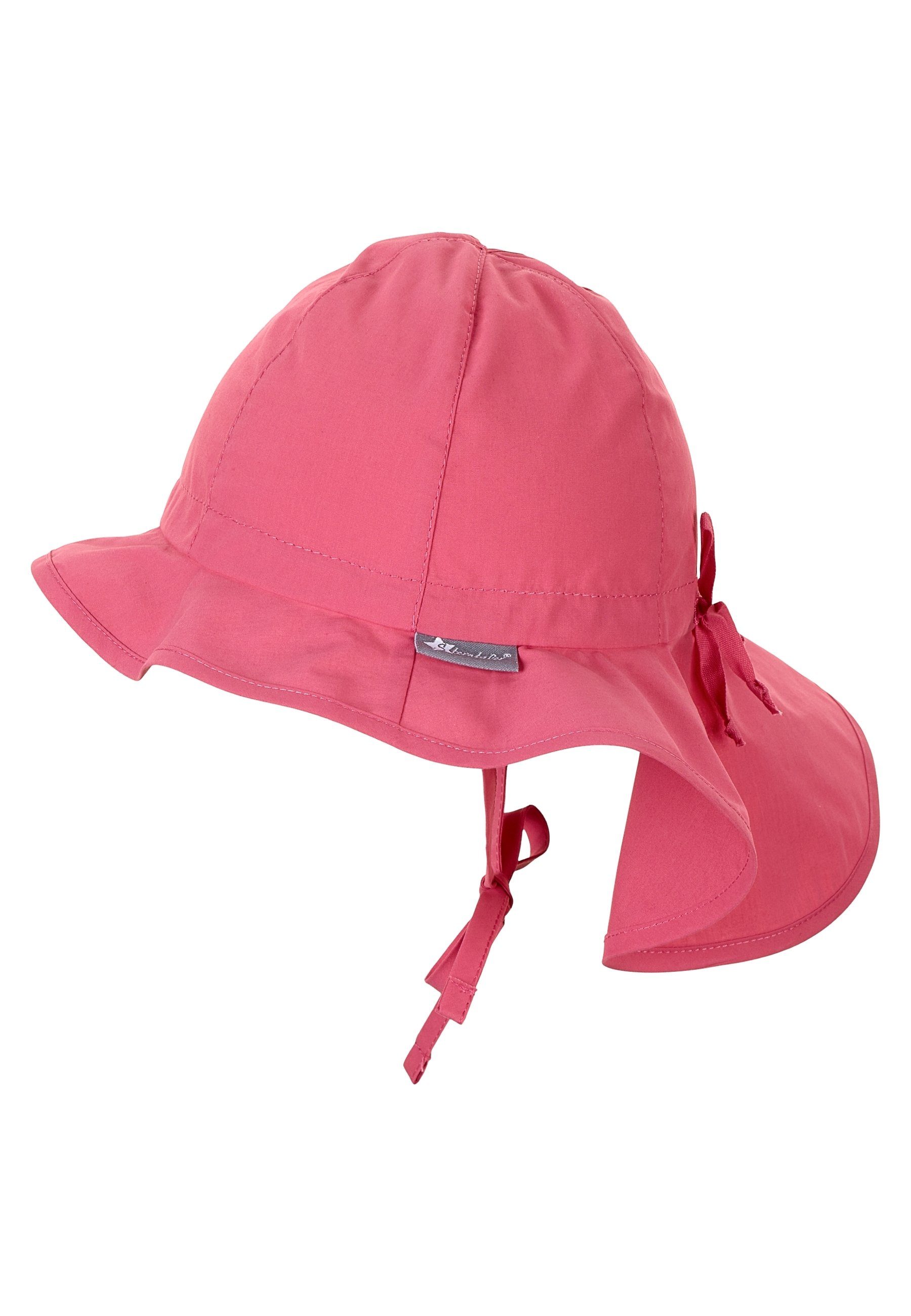 Sterntaler® Schirmmütze Flapper (1-St., Sommerhut aus UV-Popeline idealer Sonnenschutz für den Sommer) Mütze mit Nackenschutz und Größenregulierungsband koralle
