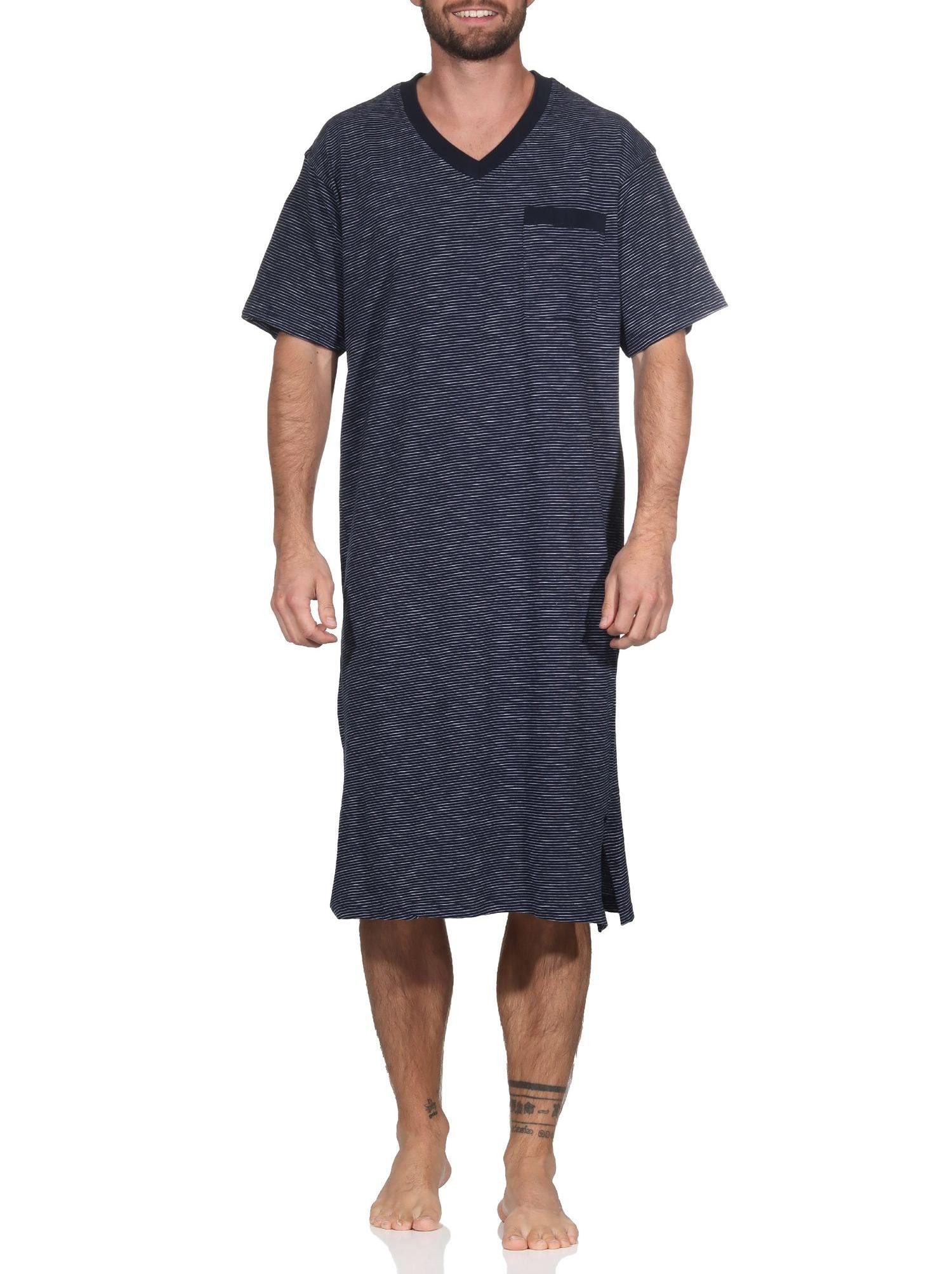 Normann Pyjama Normann Herren kurzarm Nachthemd in eleganter Optik