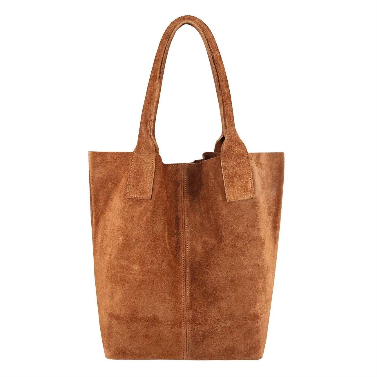 ITALYSHOP24 Schultertasche Made in Italy Damen Leder Wildleder A4 Shopper S günstig online kaufen