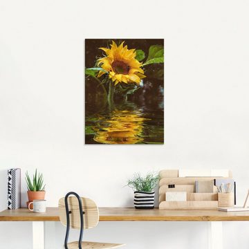 Artland Glasbild Sonnenblume mit Wasserspiegelung, Blumen (1 St), in verschiedenen Größen