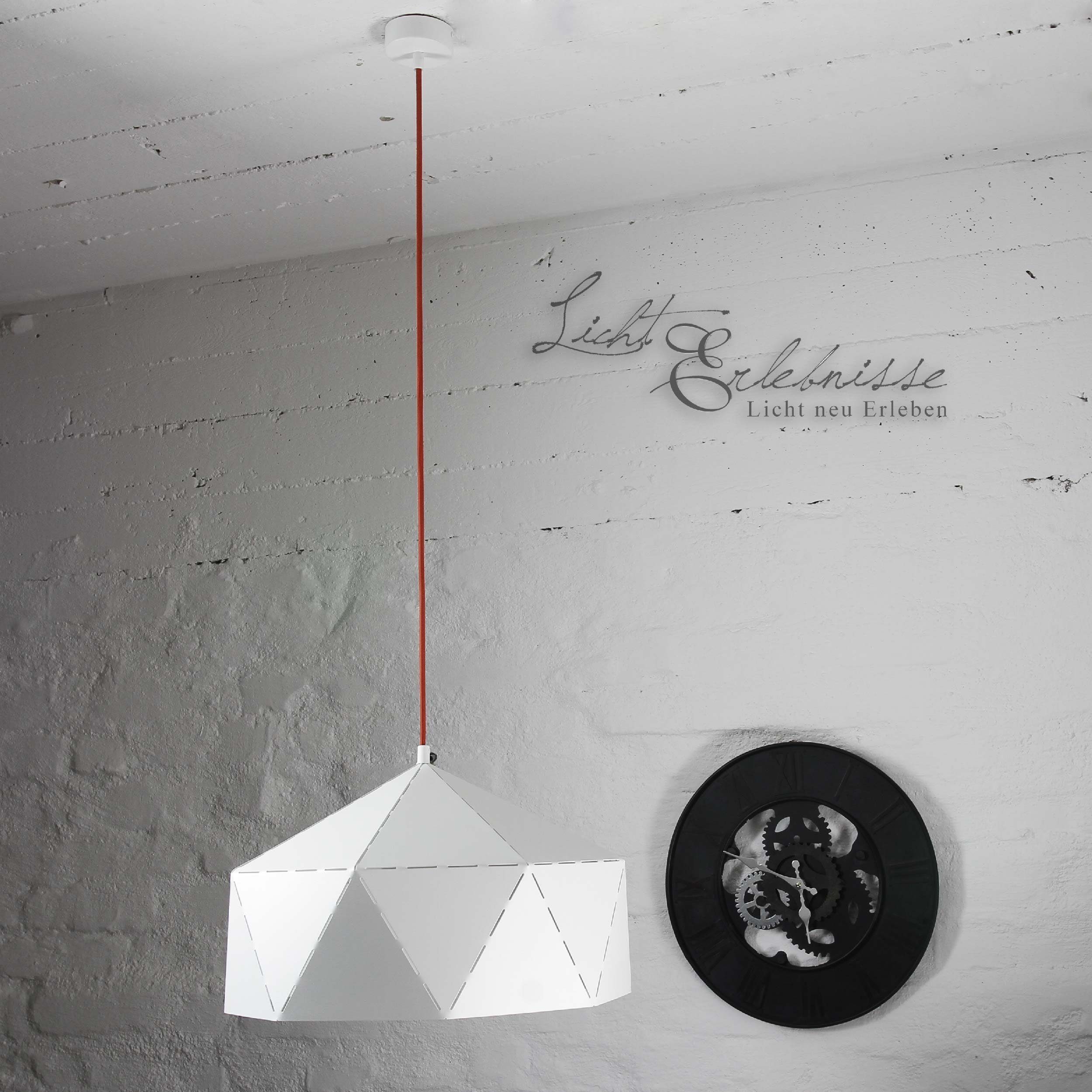 Licht-Erlebnisse Pendelleuchte DIAMOND, ohne Leuchtmittel, Hängelampe Weiß Metall E27 Modern Hängeleuchte