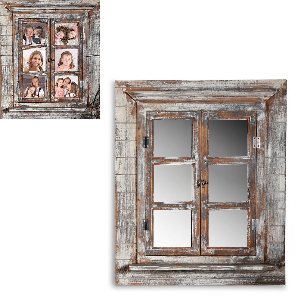 Feel2Home Wandspiegel Wandspiegel mit Scheiben Weiß braun Bilderrahmen Fens günstig online kaufen