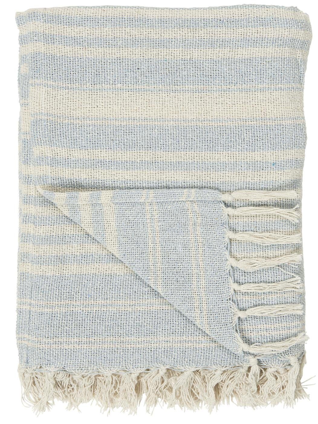 Wohndecke IB Laursen Plaid Creme Hellblau günstig online kaufen