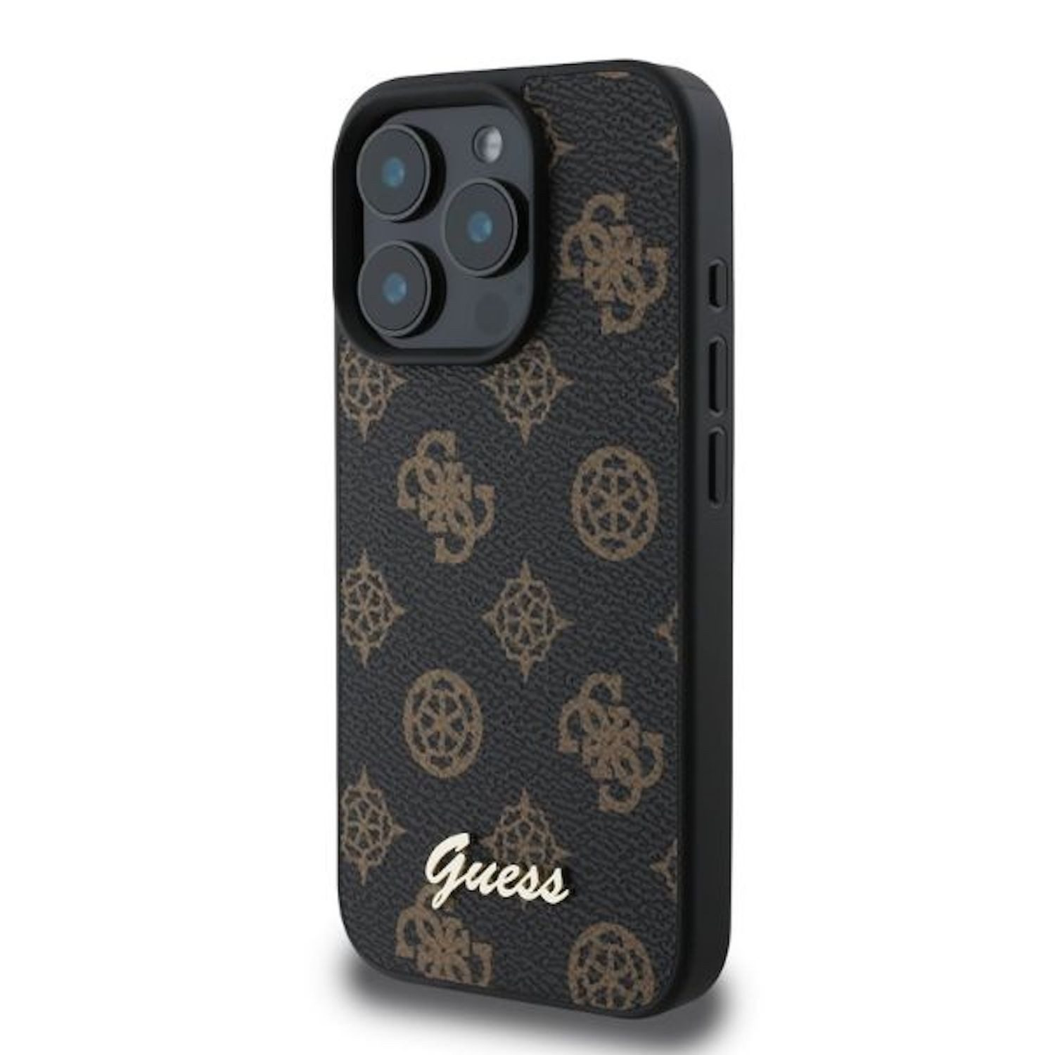 Guess Smartphone-Hülle GUESS Apple iPhone 16 Pro Hardcase Hülle Peony Script MagSafe Schwarz