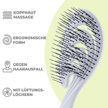 Ninabella Haarbürste für Locken, Lange & Nasse Haare -aus Kokosnussschalen - Grau, Nachhaltige Entwirrbürste ohne Ziepen für Damen, Männer & Kinder