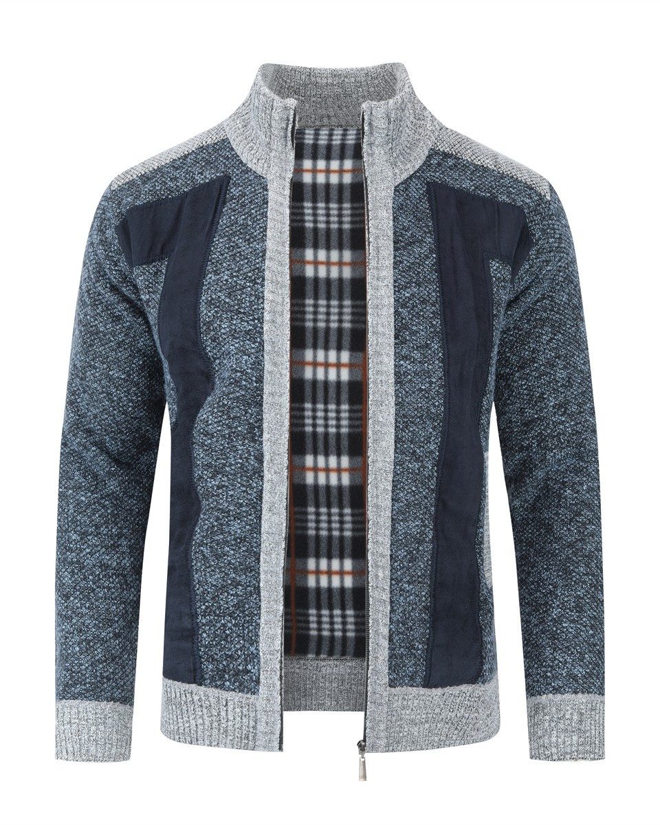 Allthemen Cardigan Herren Strickjacke mit ärmelflecken Strickjacke Winter