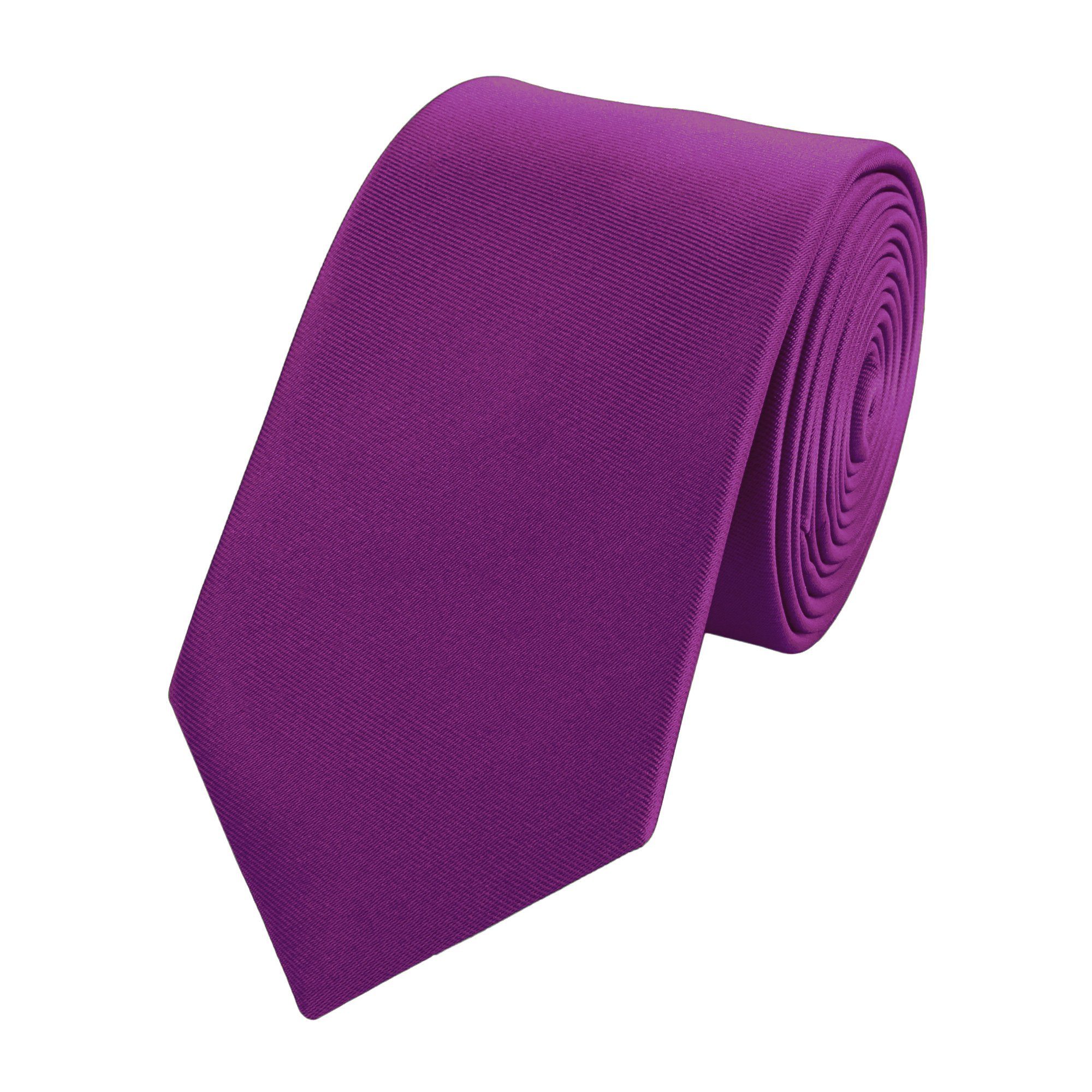 Krawatte Fabio Krawatte (6cm), - - Schmal Box, Schlips Lila Herren Männer (ohne Orchid Purple in Flieder Farini Lila Unifarben) verschiedene 6cm