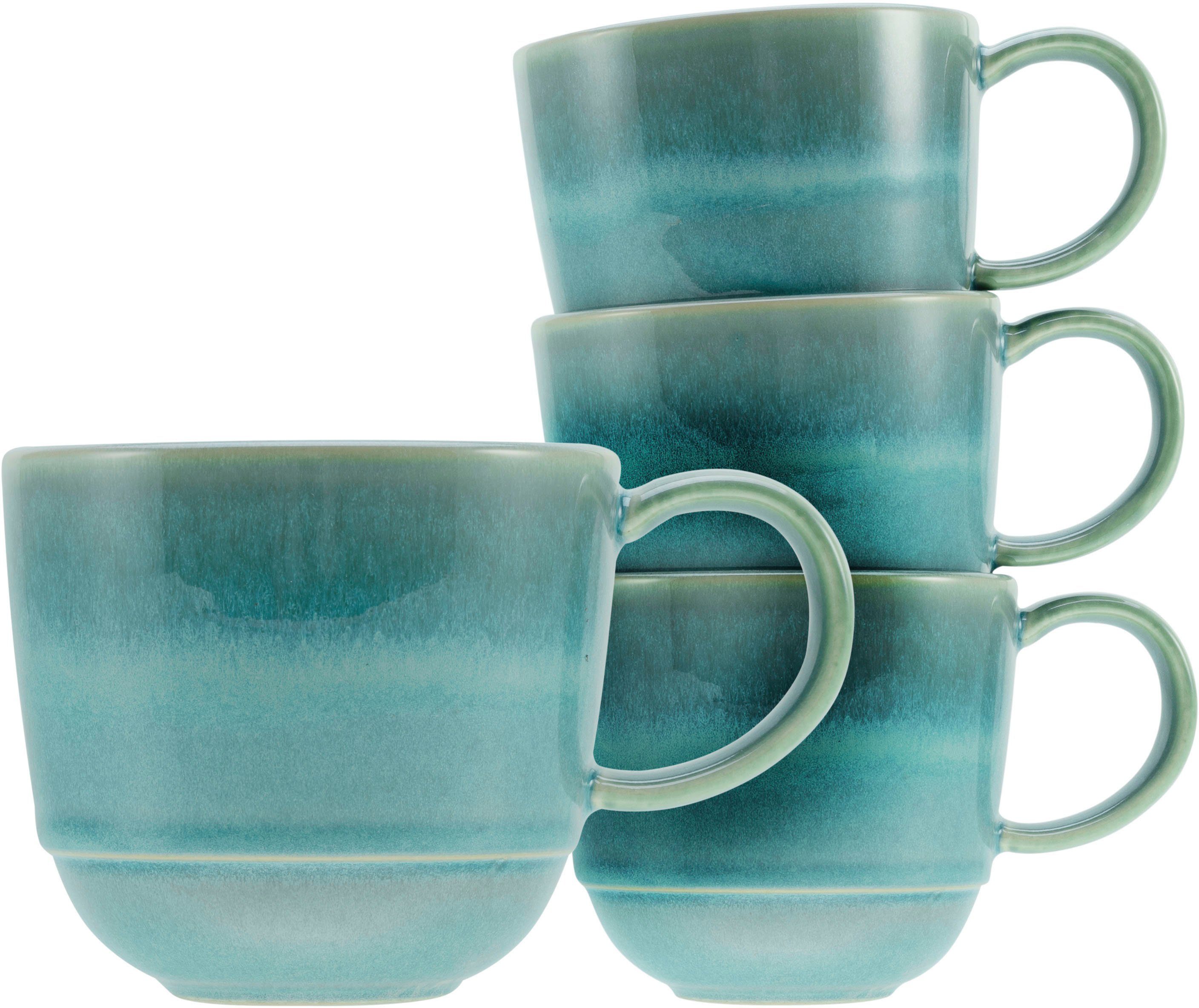 CreaTable Becher Yuki, 4-tlg., Steinzeug, 370 ml, 4-teilig