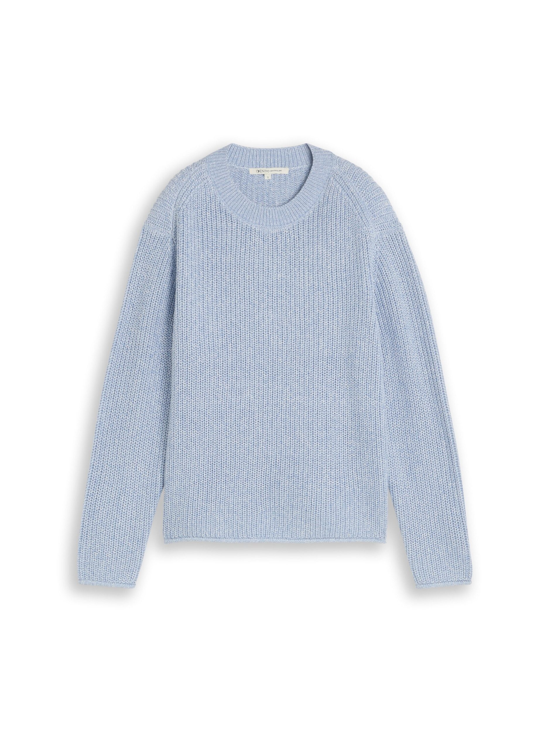 TOM TAILOR Longpullover knit mouline crew-neck 41152 foggy blue mou