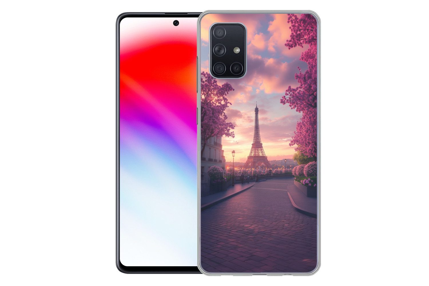 MuchoWow Handyhülle für Samsung Galaxy A51 Eiffelturm - Paris - Rosa, Smartphone-Bumper, Print, Handy Schutzhülle Dünn