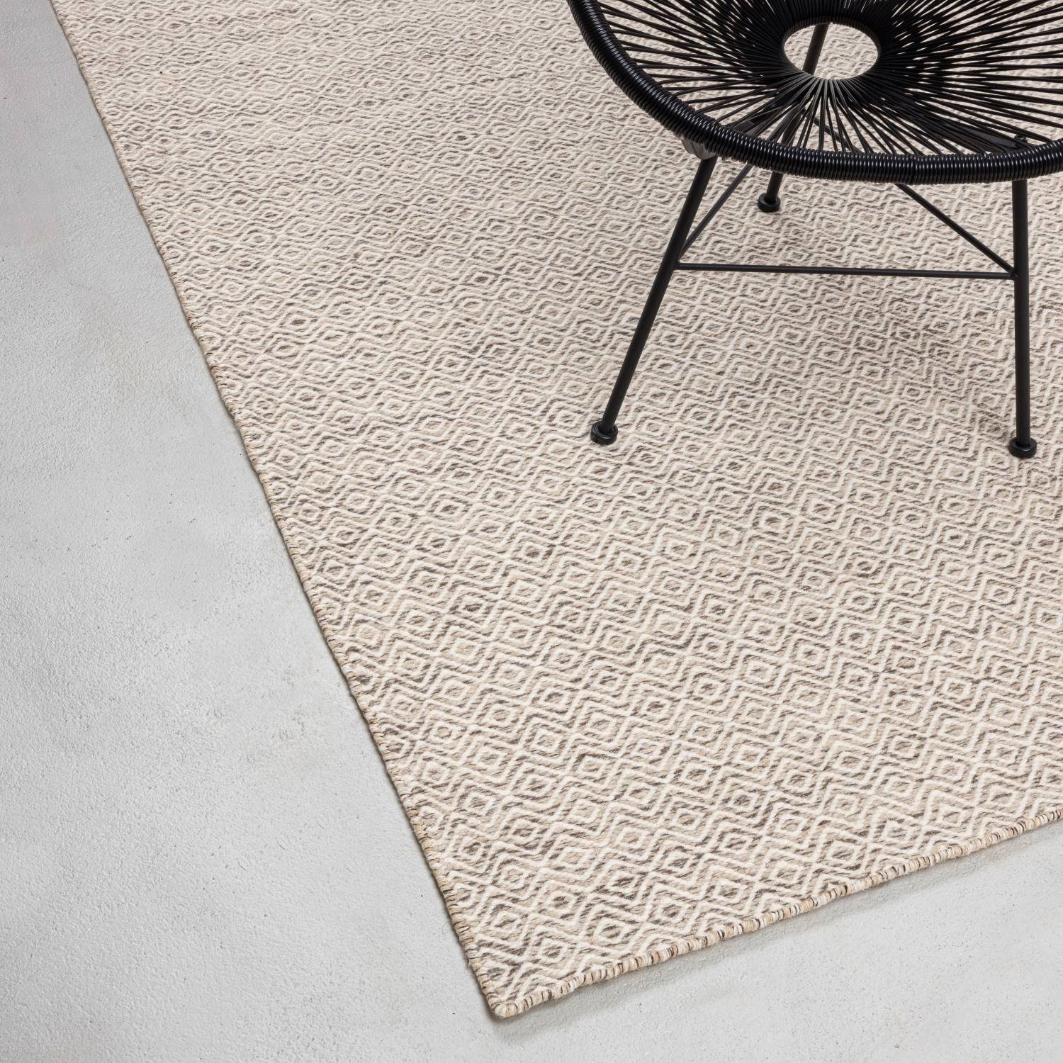 RUG N' ROLL Wollteppich 2-Seitiger Skandi, modern, flachgewebe, strapazierfähig, handgewebt, Rechteckig