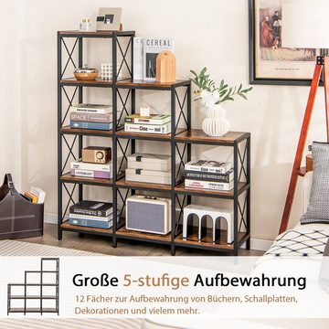 COSTWAY Bücherregal, mit 5 Ebenen, bis 20kg pro Regal, 115 x 30 x 130 cm