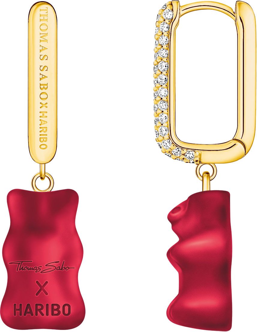 THOMAS SABO Single-Creole THOMAS SABO x HARIBO Schmuck: Große Einzel-Creole mit Goldbär, mit Kristallglas, Zirkonia (synth)