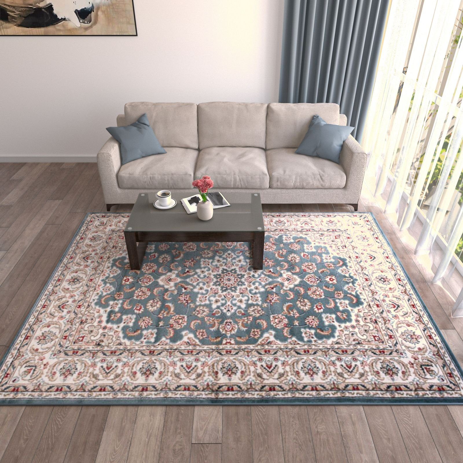 Orientteppich Oriente Teppich - Traditioneller cm, Blau, Geeignet Teppich Pflegeleicht, 120 Wohnzimmerteppich Orient 170 x Fußbodenheizung, Mazovia, für