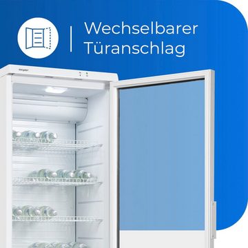 exquisit Getränkekühlschrank GKS350-1-GT-280D weiss, 173 cm hoch, 60 cm breit, 320 L Volumen, Getränkekühlschrank mit Glastür, LED