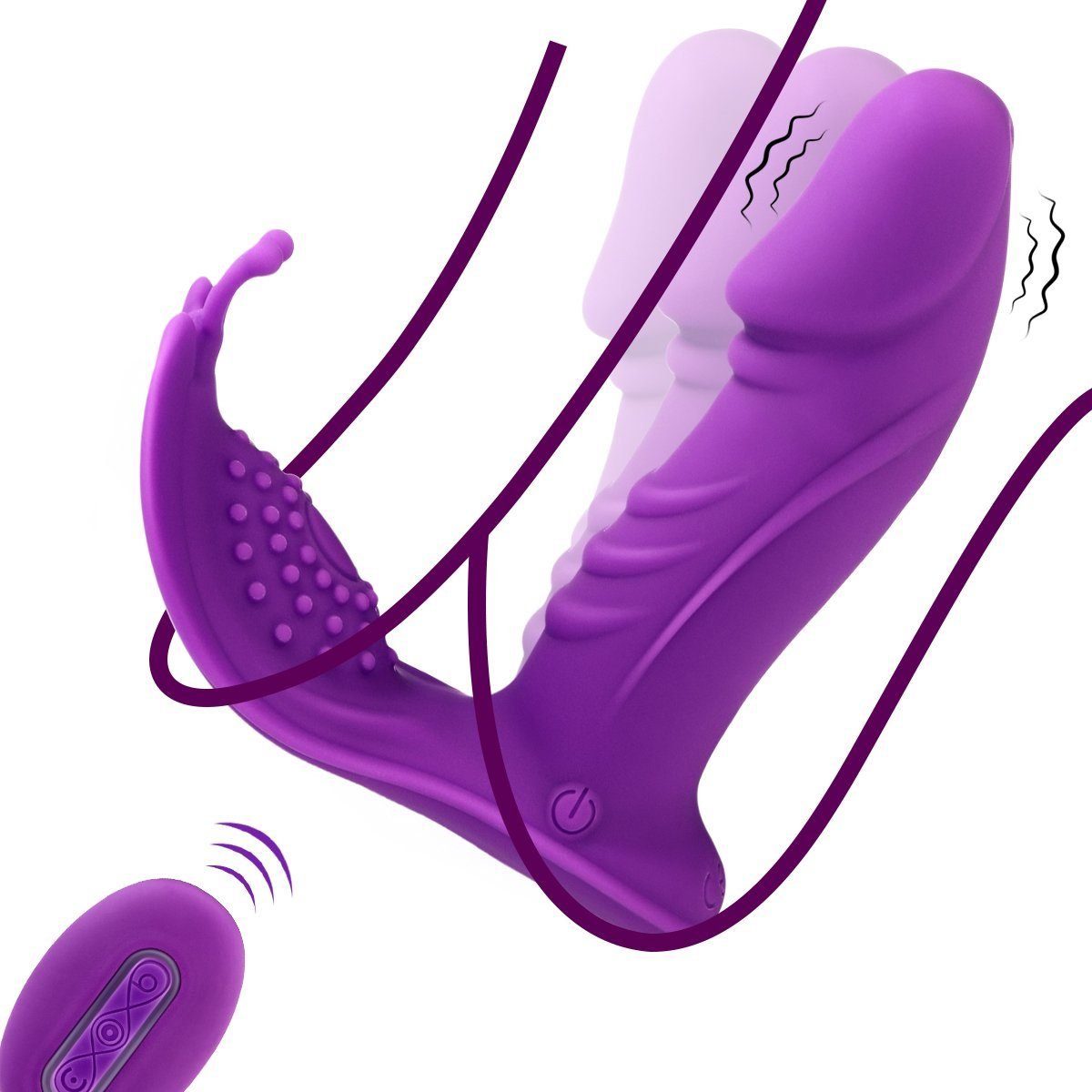 LOVONLIVE Massagegerät Tragbar Butterfly Vibrator für Vagina mit 3x7 Modi Swing-Stoßfunktion, Aufladbarer Dildo Vibrator Erotik Sex Spielzeug für die Frau Paare Bild Bild