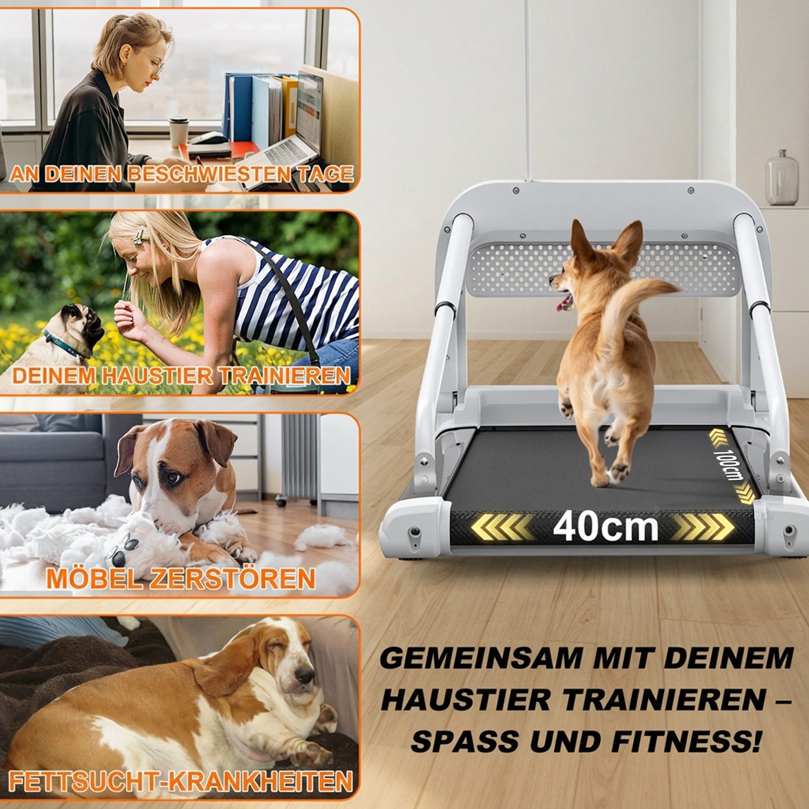 Luckice Laufband Neue Ruhige Smart Pet Laufband (verstellbare Geschwindigkeit), perfekt für kleine / mittlere Hunde,pet treadmill