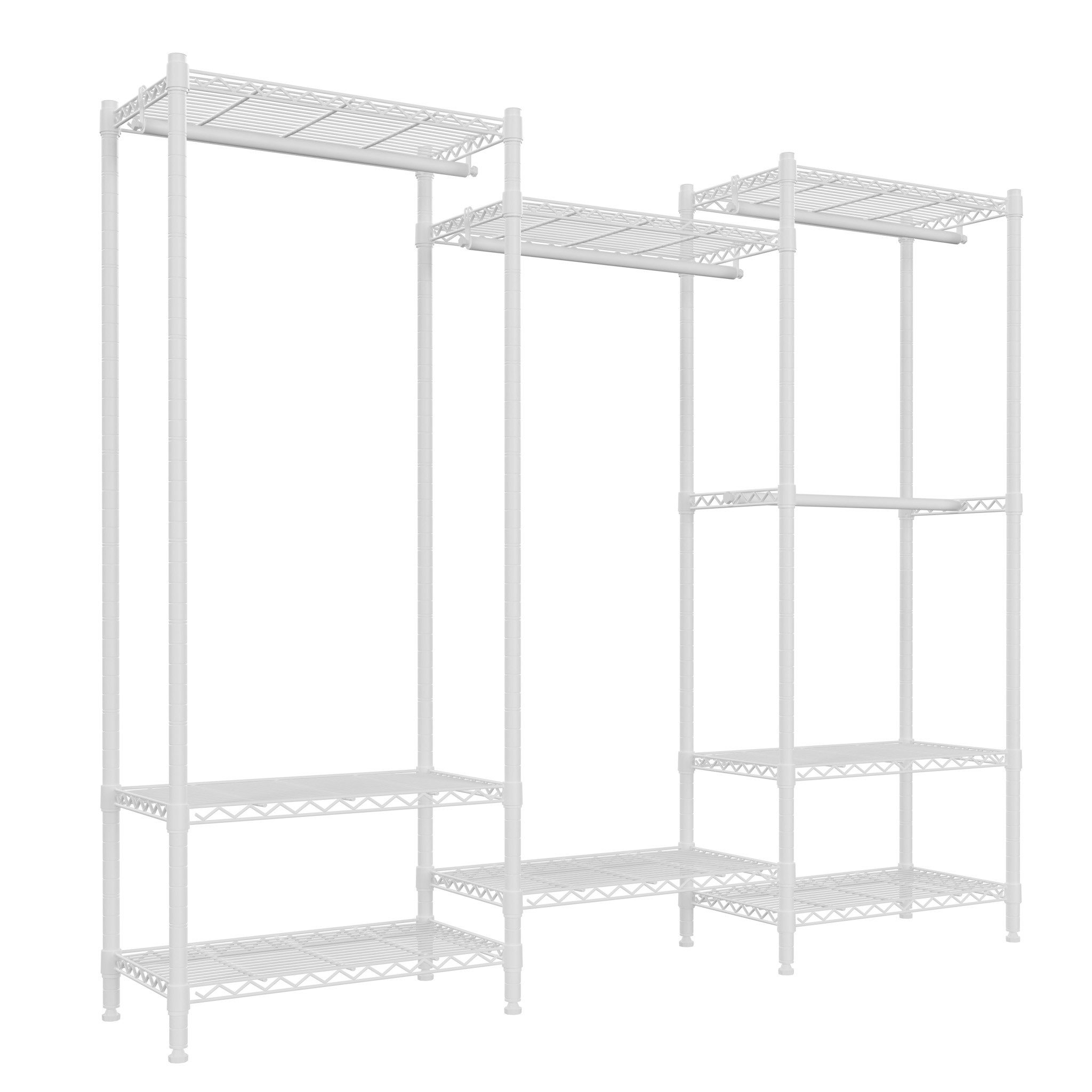 Mondeer Kleiderschrank Garderobenständer (40 x 175 x 180 cm) mit 8 Ablagen & 4 Kleiderstangen, Höhenverstellbar