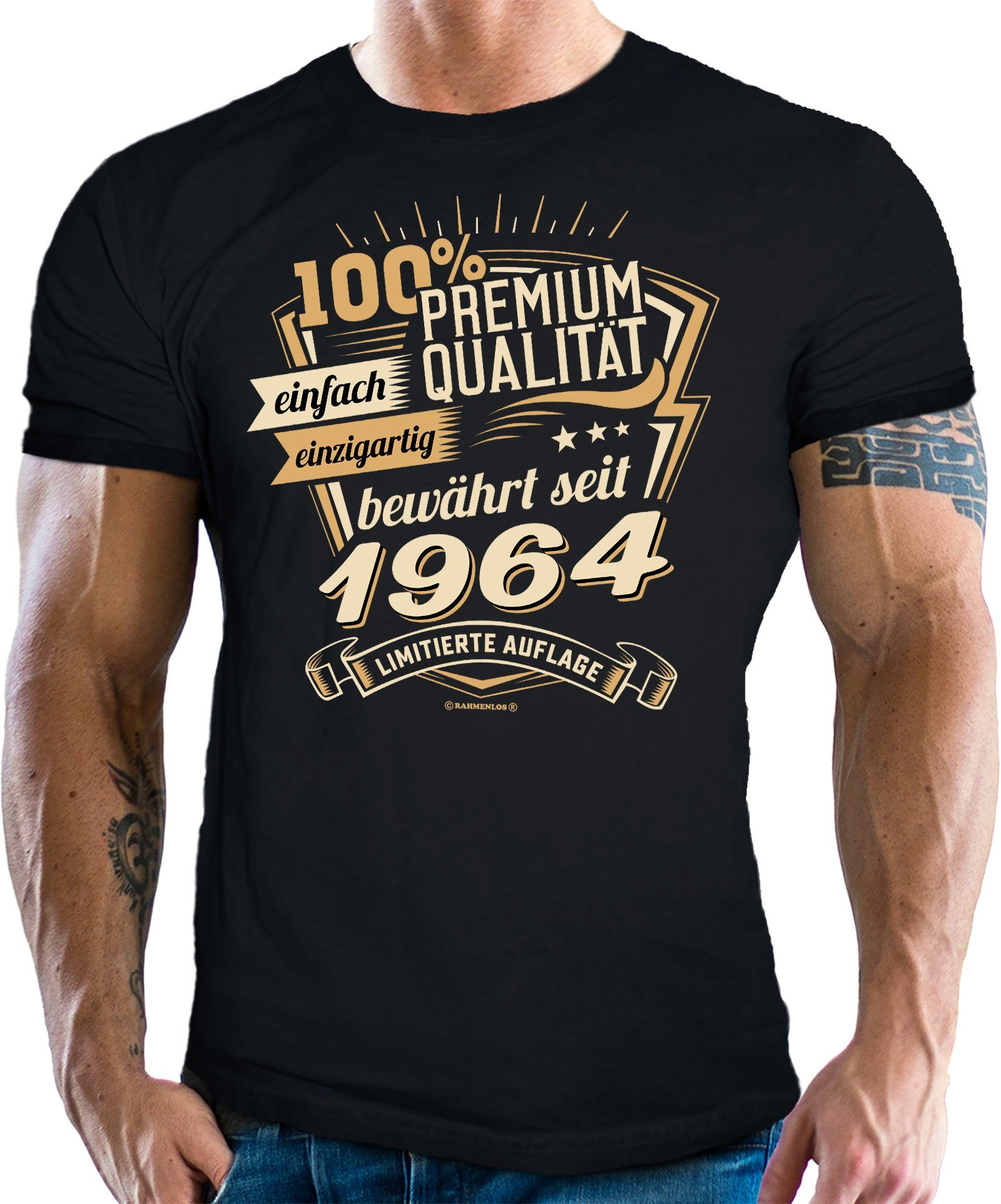 [Versand am selben Tag] Rahmenlos T-Shirt als Geschenk seit zum Geburtstag Premium 1964 bewährt 60. 