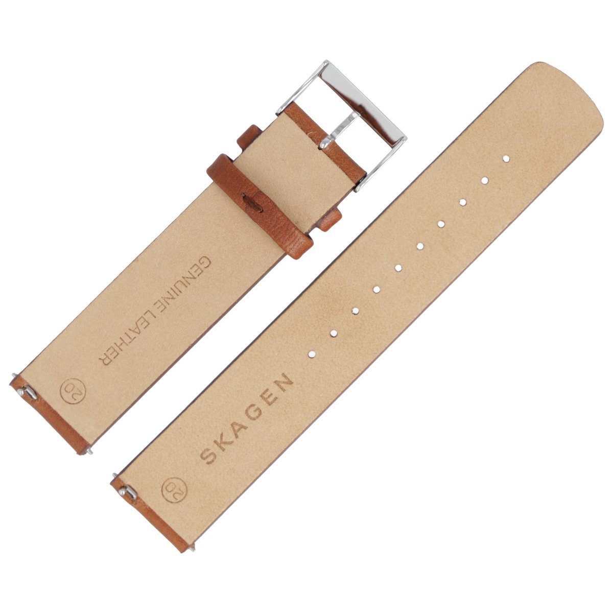 SKAGEN Uhrenarmband 20mm Leder Braun SKW6355