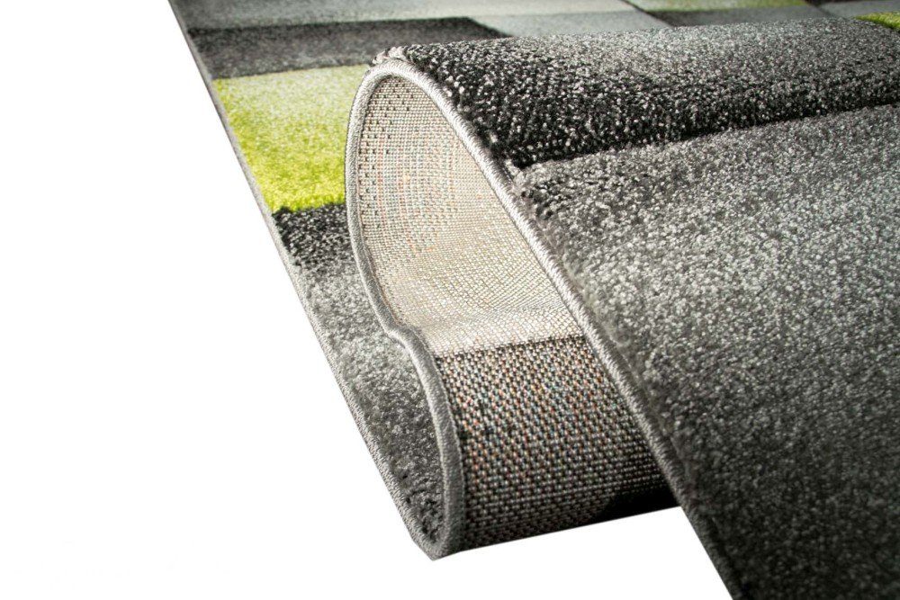 Carpetia Teppich Moderner Teppich Kurzflor Wohnzimmerteppich karo abstrakt grün grau, rechteckig, Höhe: 13 mm