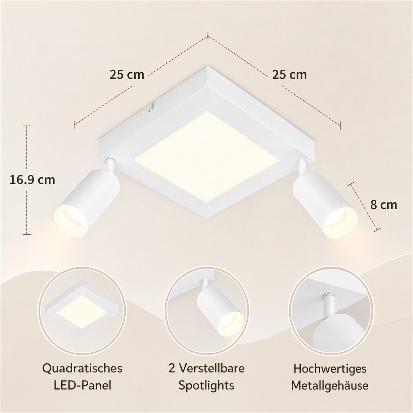 ZMH Deckenstrahler 2 Flammig Schwarz/Weiß 3000K Deckenspot Schlafzimmerlampe für Flur, Augenschutz, Einfache Installtion, LED fest integriert, ohne Leuchtmittel, Schwenkbar 350° GU10 20W (LED Chips) Deckenlampe