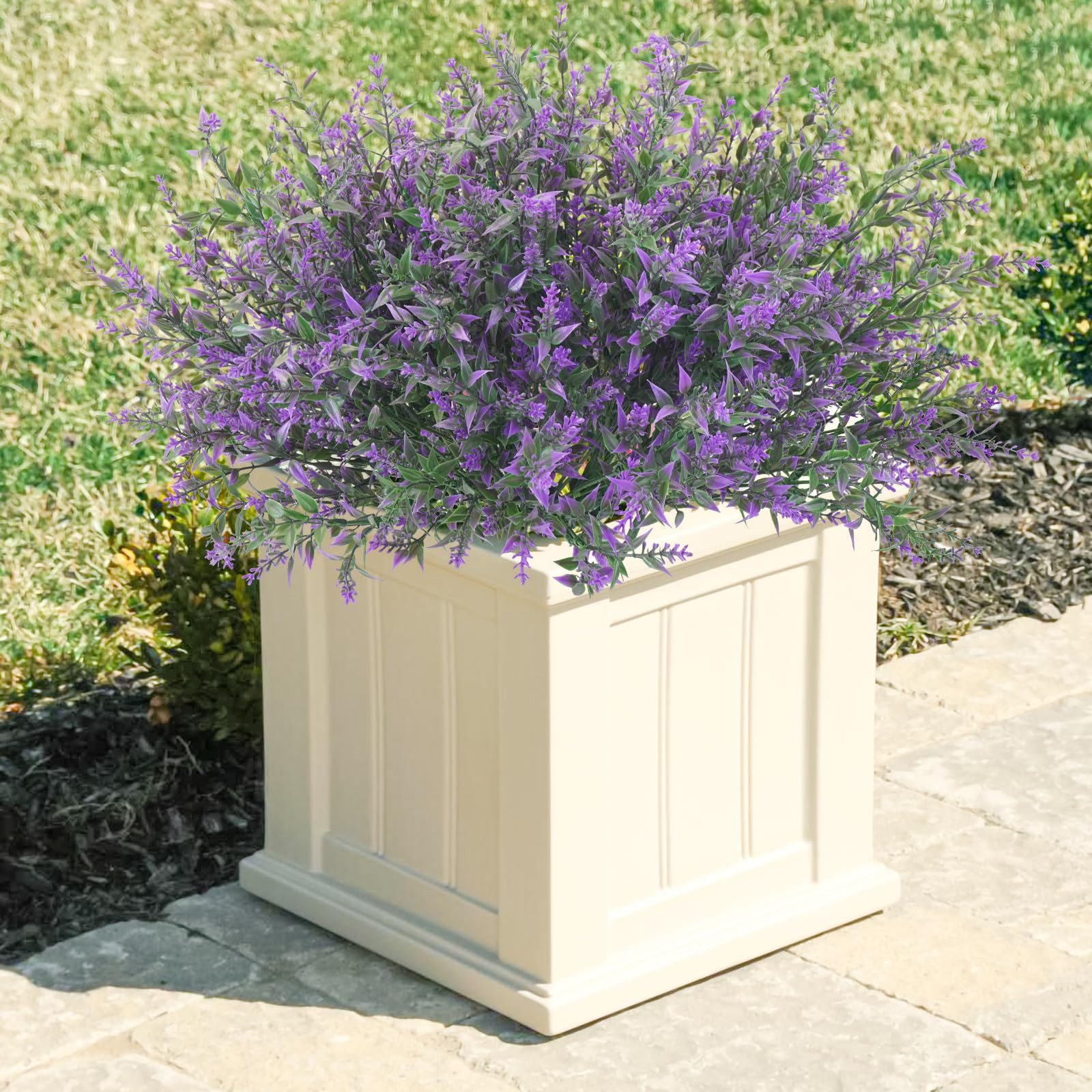 Kunstblumenstrauß 4 Bündel künstliche Lavendelsträuße, künstliche Lavendelblumen, Agger, Kunstlavendel, geeignet für Zuhause, Hochzeiten und Außendekorationen – Bild 4 von 5