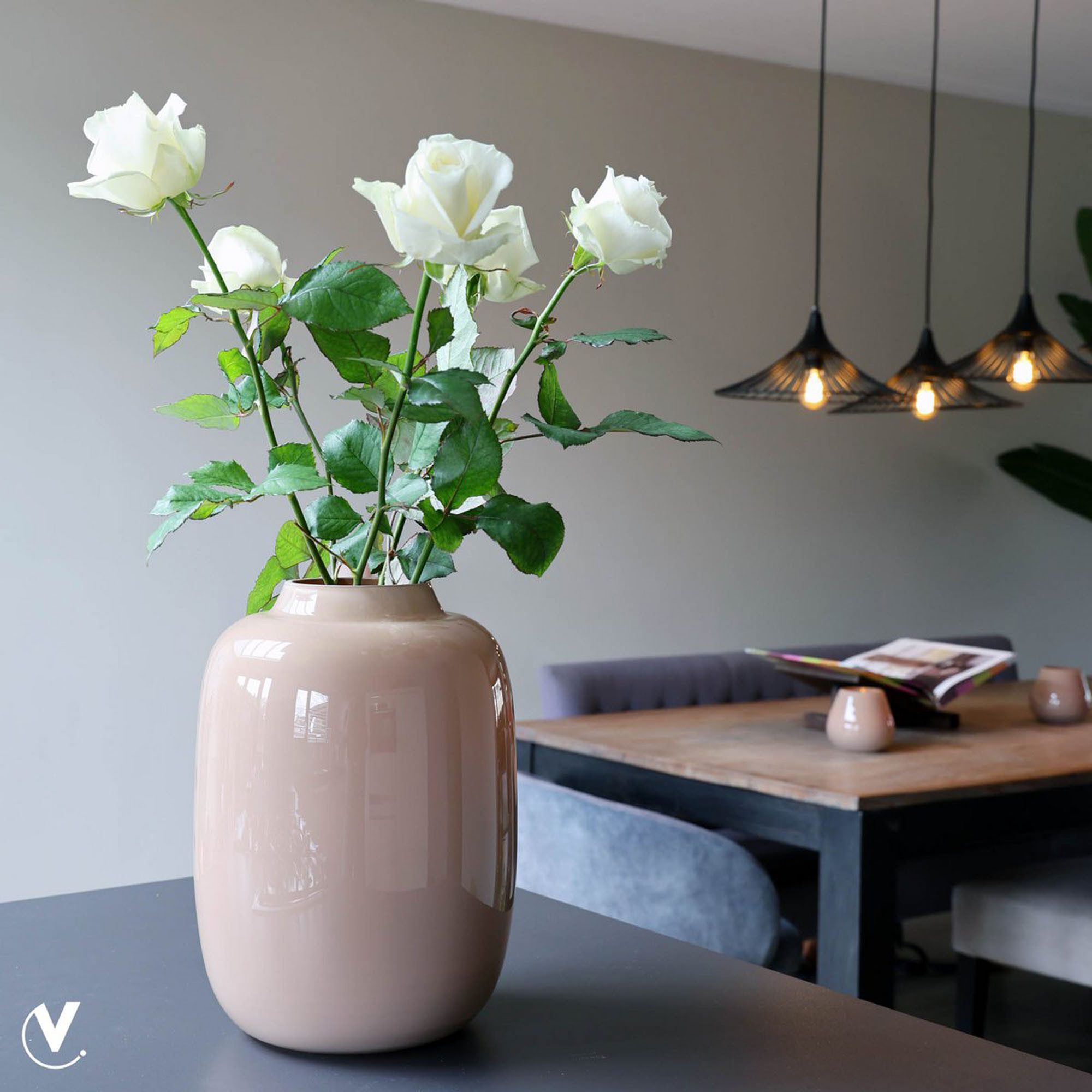 Vase the World Tischvase Glasvase breit 29 cm für Blumen Glas mundgeblasen (1 St), abgerundete Zylinderform, mundgeblasen