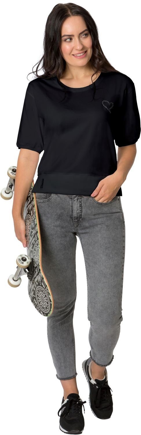 Gio Milano T-Shirt G26-1100 Strassapplikation als Logo, seitliche Schlitze günstig online kaufen