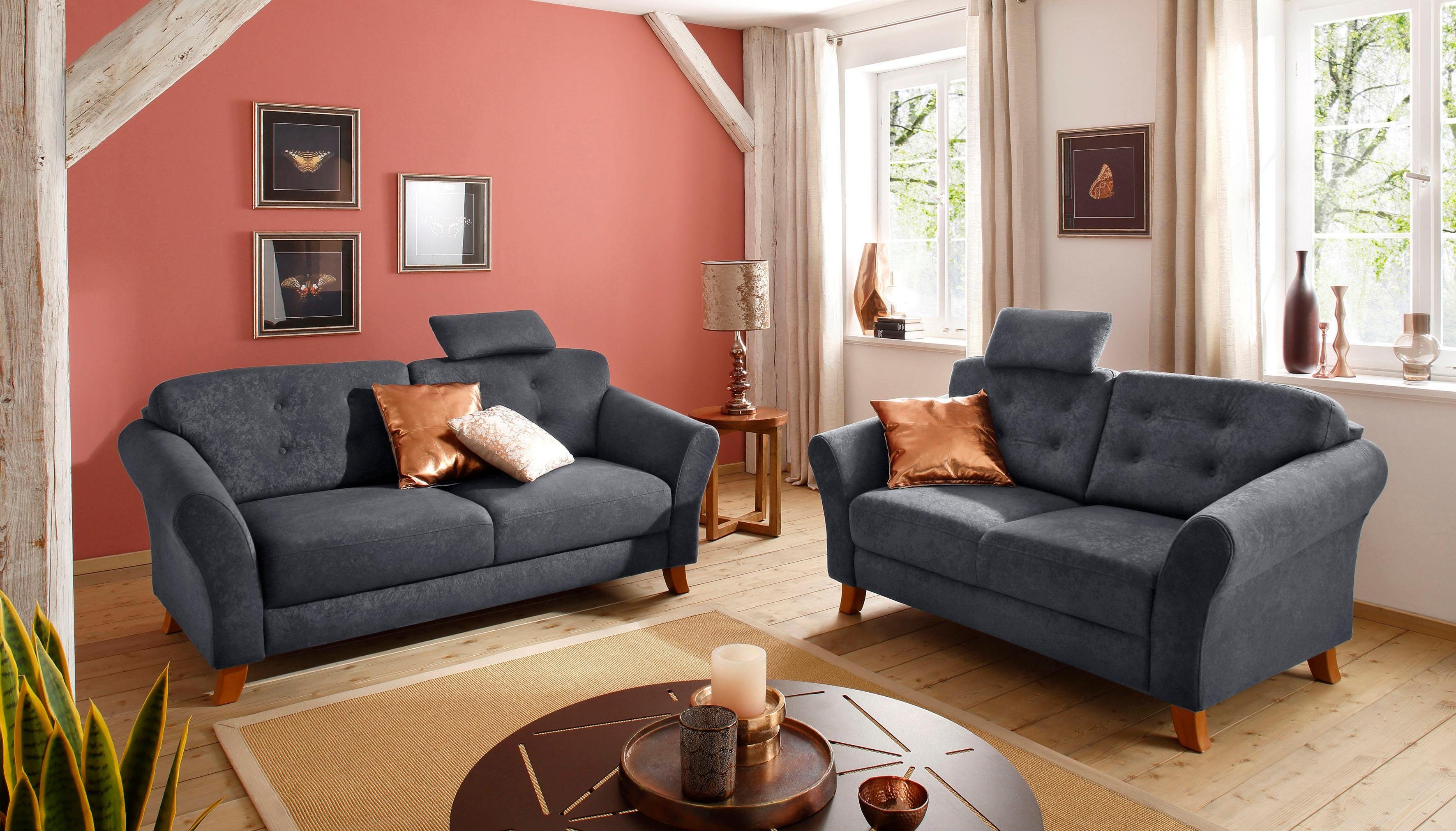 Home affaire 3-Sitzer Trondheim, mit Federkern, Knopfheftung im Rücken