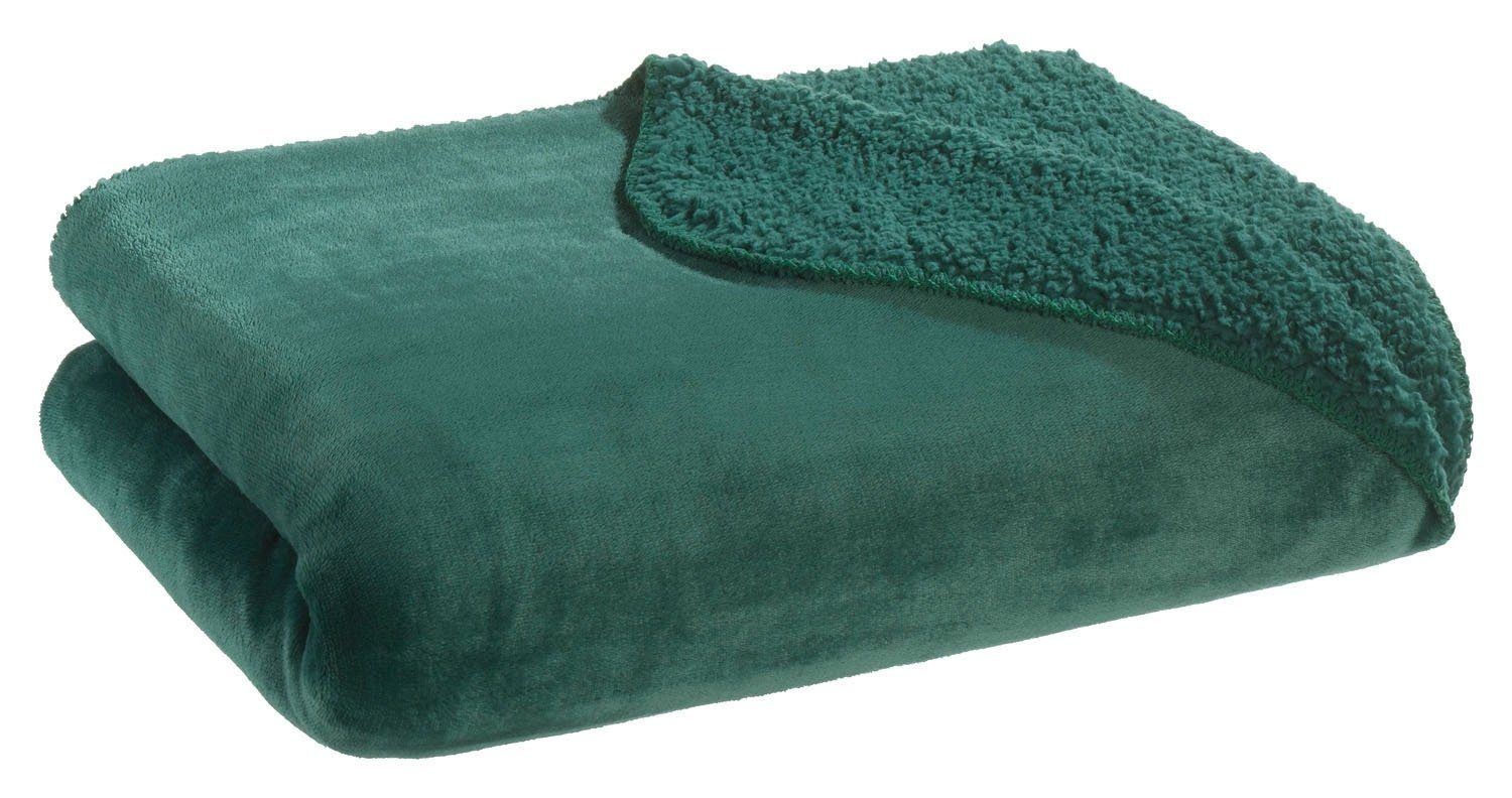 Wohndecke SEBASTIAN, Dunkelgrün, 150 x 200 cm, Polyester, casa NOVA, wendbar