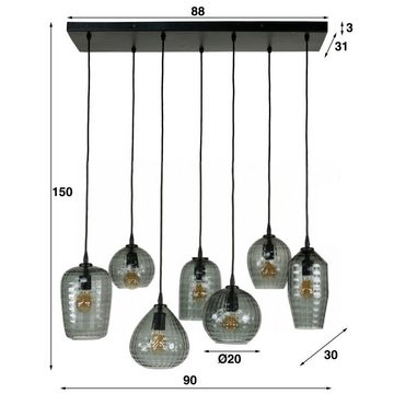 famlights Hängeleuchte, Pendelleuchte Liana in Schwarz-transparent E27 7-flammig, keine Angabe, Leuchtmittel enthalten: Nein, warmweiss, Hängeleuchte, Pendellampe, Pendelleuchte