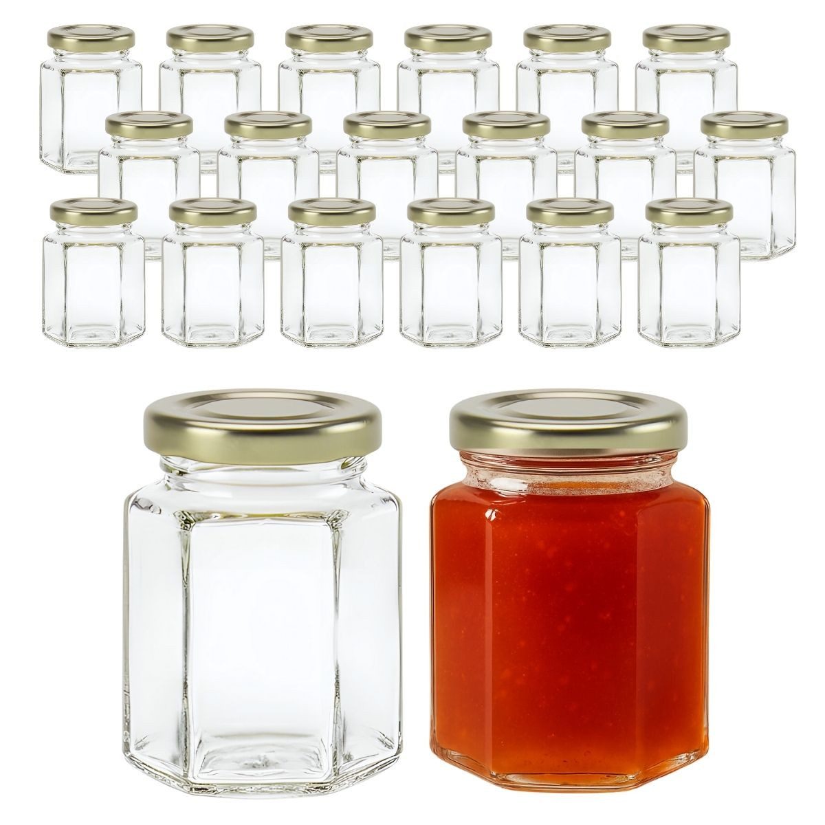 mikken Marmeladenglas kleine Einmachgläser 110 ml Glässchen mit Deckel und Etiketten, (Spar-Set, 20er Set), mit Twist-Off Deckel