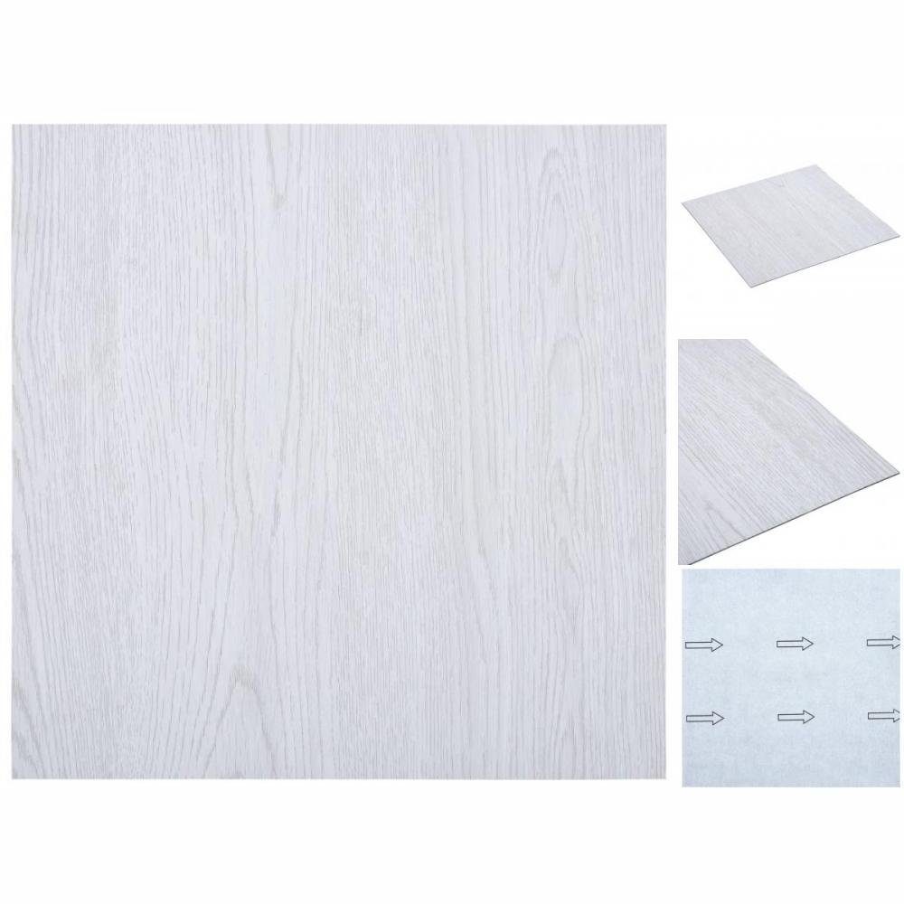 vidaXL Laminat Laminat Dielen Selbstklebend 5,11 m² PVC Weiß Vinylboden Bodenbelag Fu