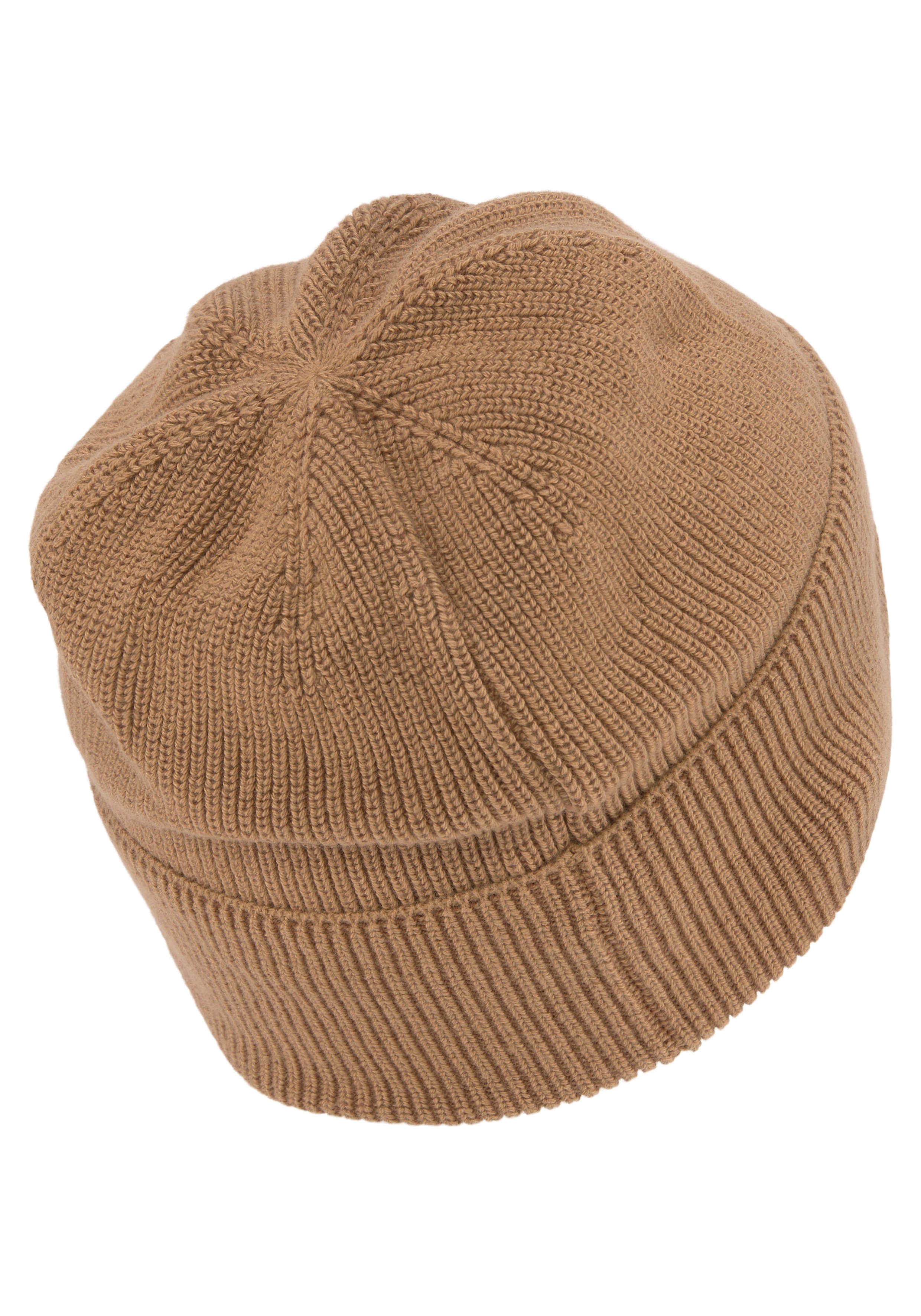 BOSS beige kontrastfarbener mit Logostickerei Beanie Lamico_Hat