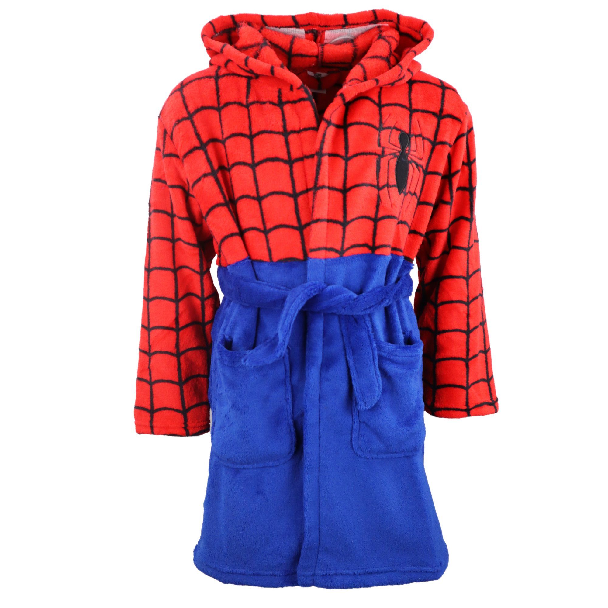 MARVEL Kinderbademantel Marvel Spiderman Kinder Bademantel mit Kapuze, Polyester, Gr. 98 bis 128