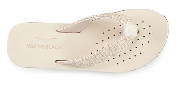 Venice Beach Badezehentrenner Sandale, Pantolette, Badeschuh mit geschmücktem Keilabsatz VEGAN