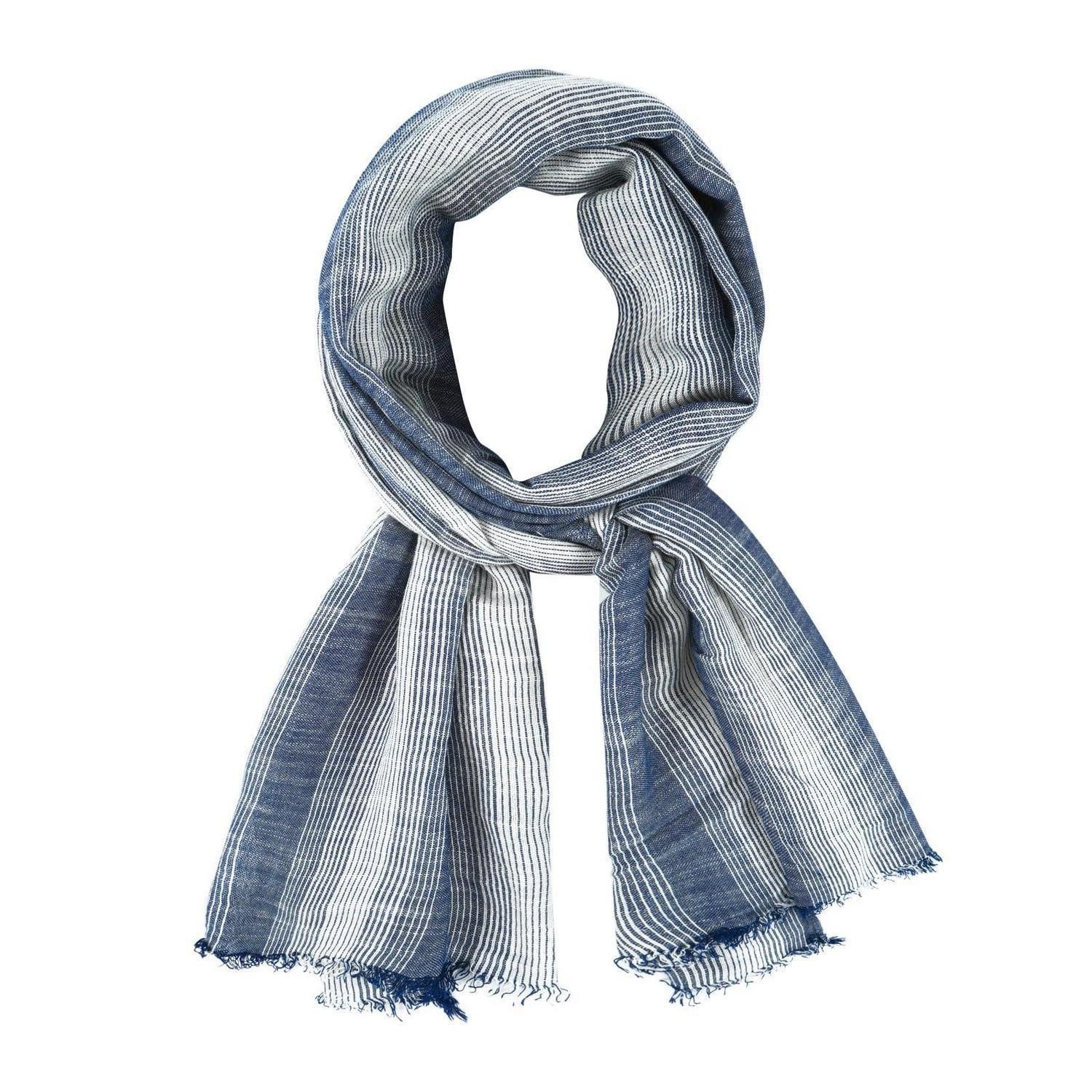 LuxusKollektion Halstuch Herren Schal Gestreift Blauweiß, (1-St)