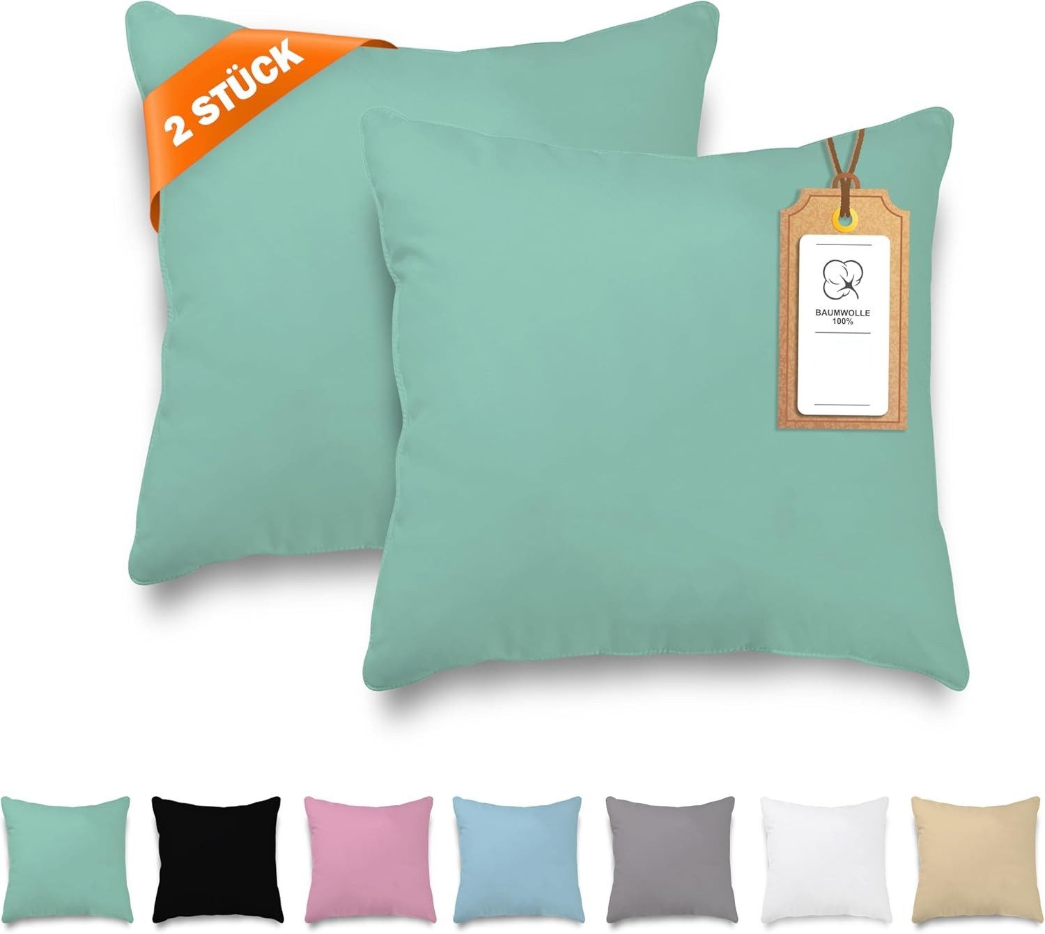 Veluna Home Kissenbezug 80x80cm - 100% Baumwolle(2er-Set) - Dicht gewebt mit 57 Fäden/cm², (2 Stück)