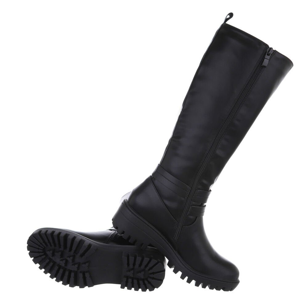 Ital-Design Damen Freizeit Stiefel Blockabsatz Klassische Stiefel in Schwar günstig online kaufen