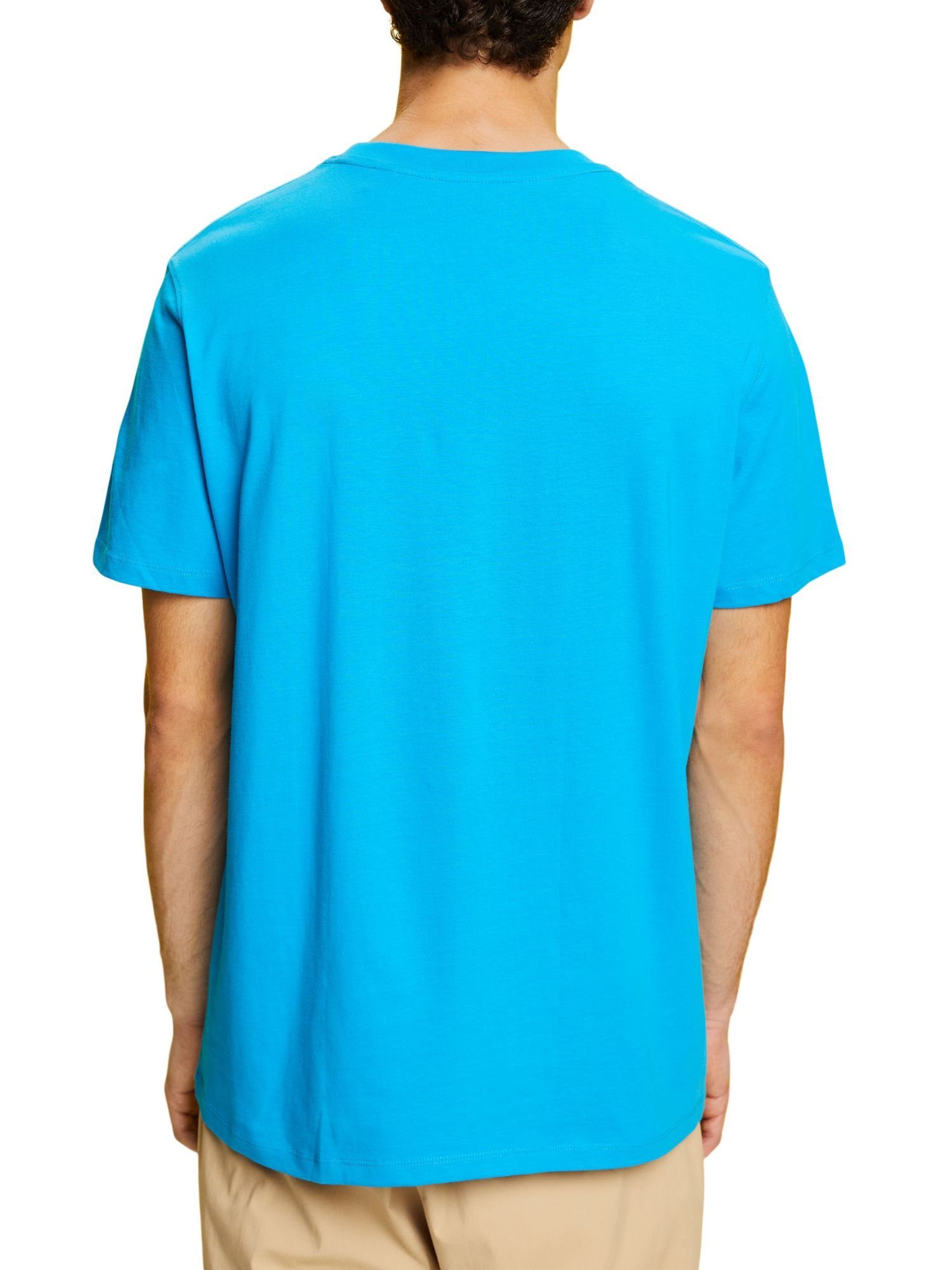 (1-tlg) Baumwolle DARK 100% Esprit mit TURQUOISE T-Shirt Frontprint, T-Shirt
