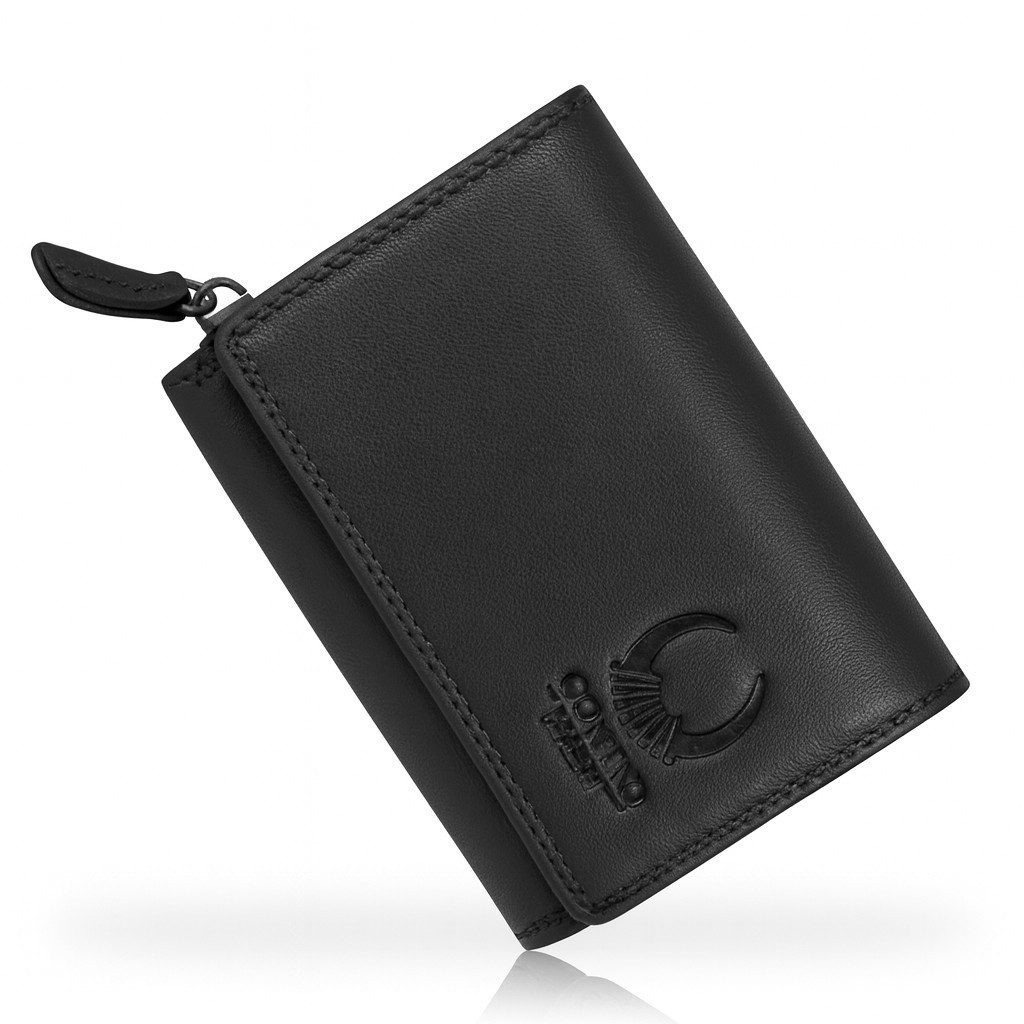 Corno d´Oro Geldbörse Damen Echt Leder klein Handmade Geldbeutel mit RFID Schutz, kompakter Geldbeutel für 5 Karten, Münzfach, Geschenkkarton
