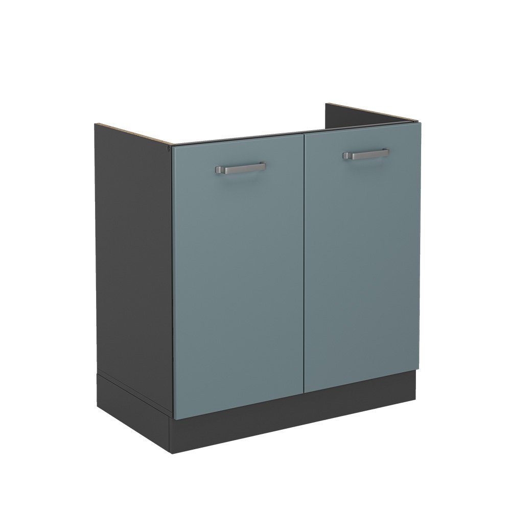 Vicco Spülenunterschrank R-Line Blau-Grau/Anthrazit 80 cm ohne Arbeitsplatt günstig online kaufen