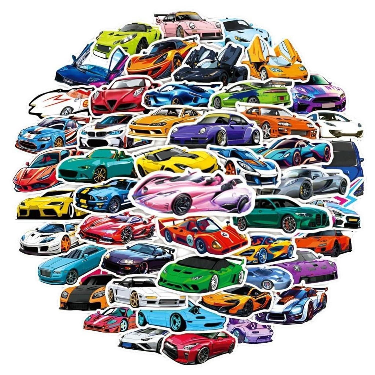 LuxusKollektion Aufkleber Aufkleber Sportwagen 50er Set niedlich wasserfest Vinyl