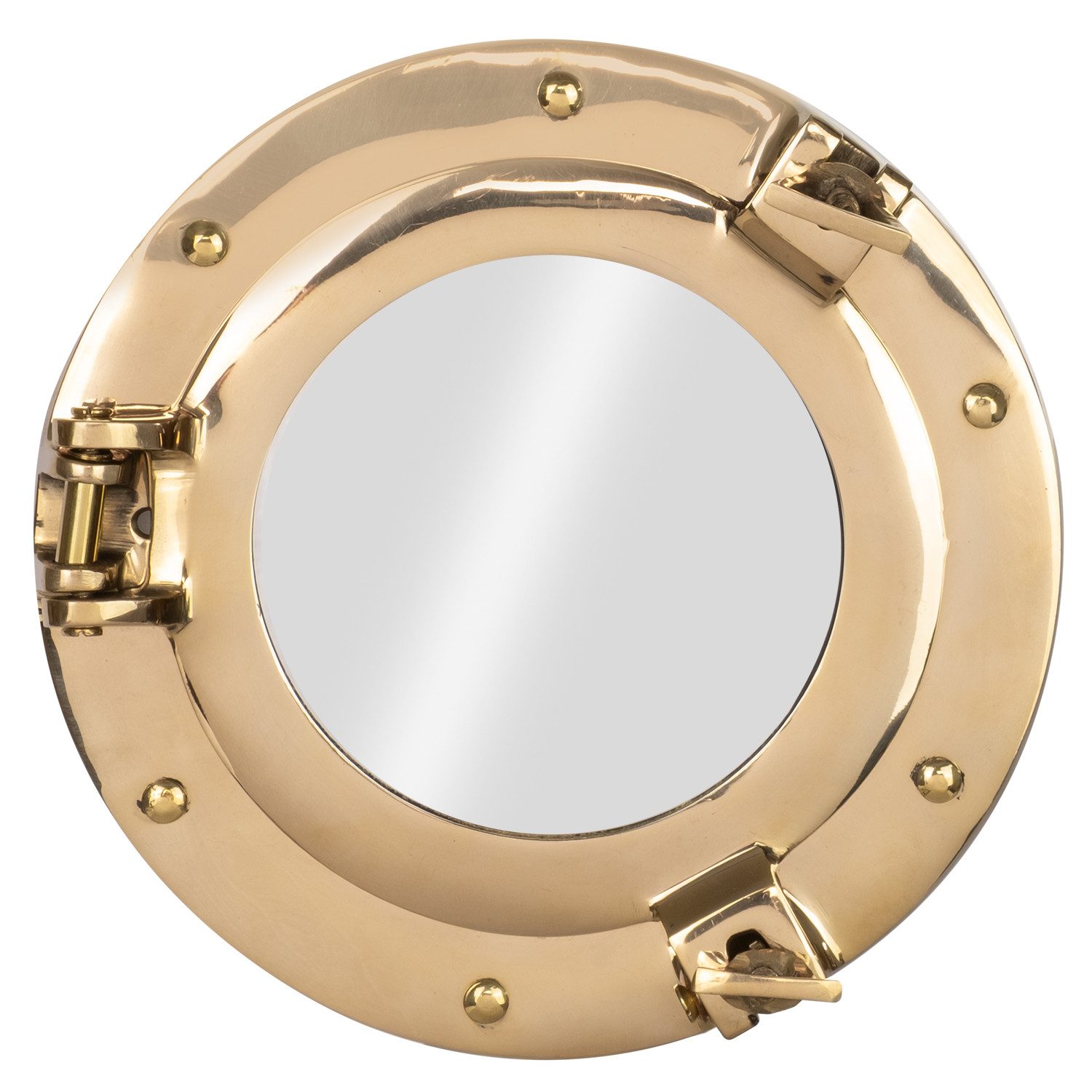 Moritz Wandspiegel Maritimer Bullauge Spiegel rund Ø 20 cm aus Messing, maritimer Wandspiegel Maritim Boot Schiff Meer