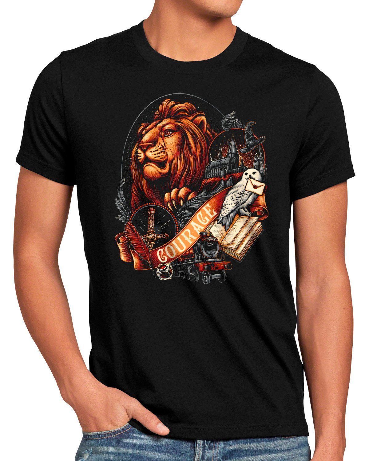 hufflepuff Courage T-Shirt legacy Print-Shirt Herren hogwarts potter gryffindor harry ravenclaw style3 slytherin