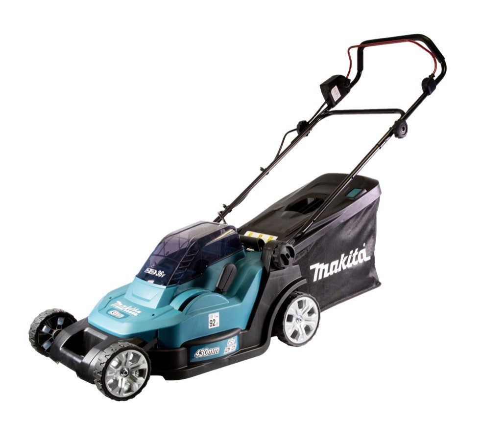 Makita Akkurasenmäher DLM 432 F2 Akku Rasenmäher 36 V (2x 18 V) 43 cm Brushless + 2x Akku