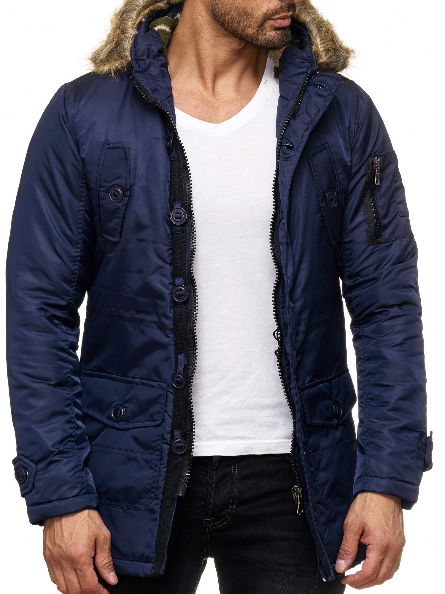 Reslad Winterjacke Herren Jacke mit Fellkragen günstig online kaufen